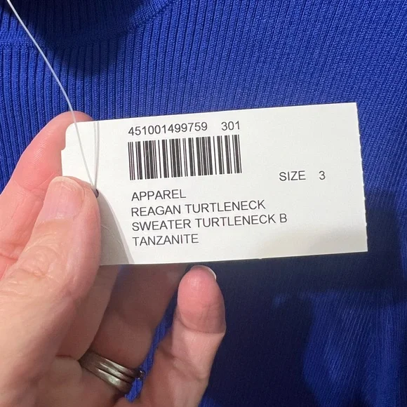 Chico's Reagan Ribbed Long Sleeve Turtleneck Sweater Tanzanite Blue Size 3 NWT - Picture 3 of 5